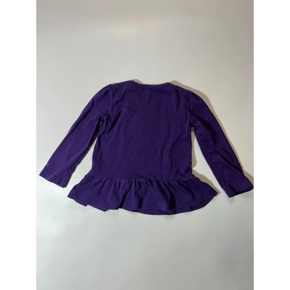 Gymboree Penguin Top Girls 4 Purple Excellent Peplum Ruffle Long Sleeve Cotton
